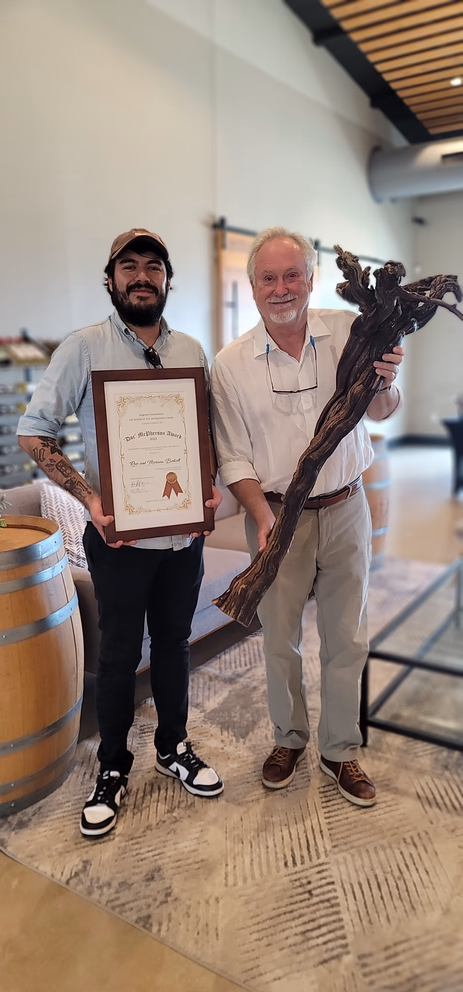 KIm McPherson presnting to Hunter Burtwell