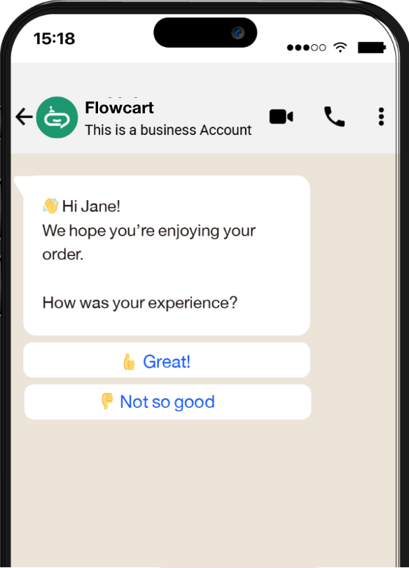 Message requesting review after purchase