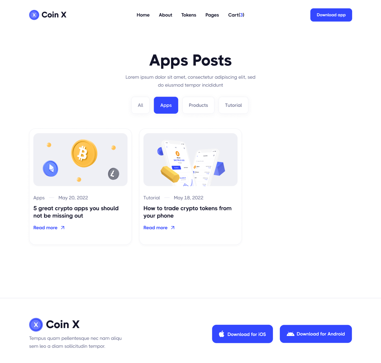 Coin X - Blog Category page - Crypto Startup Webflow Template
