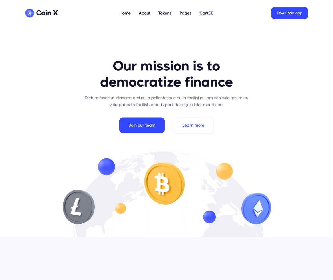 Coin X - About page - Crypto Startup Webflow Template