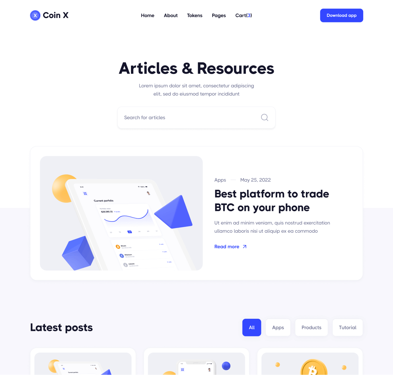 Coin X - Blog page - Crypto Startup Webflow Template