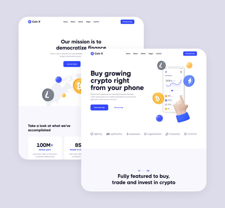 Pages Included - Coin X Webflow Template
