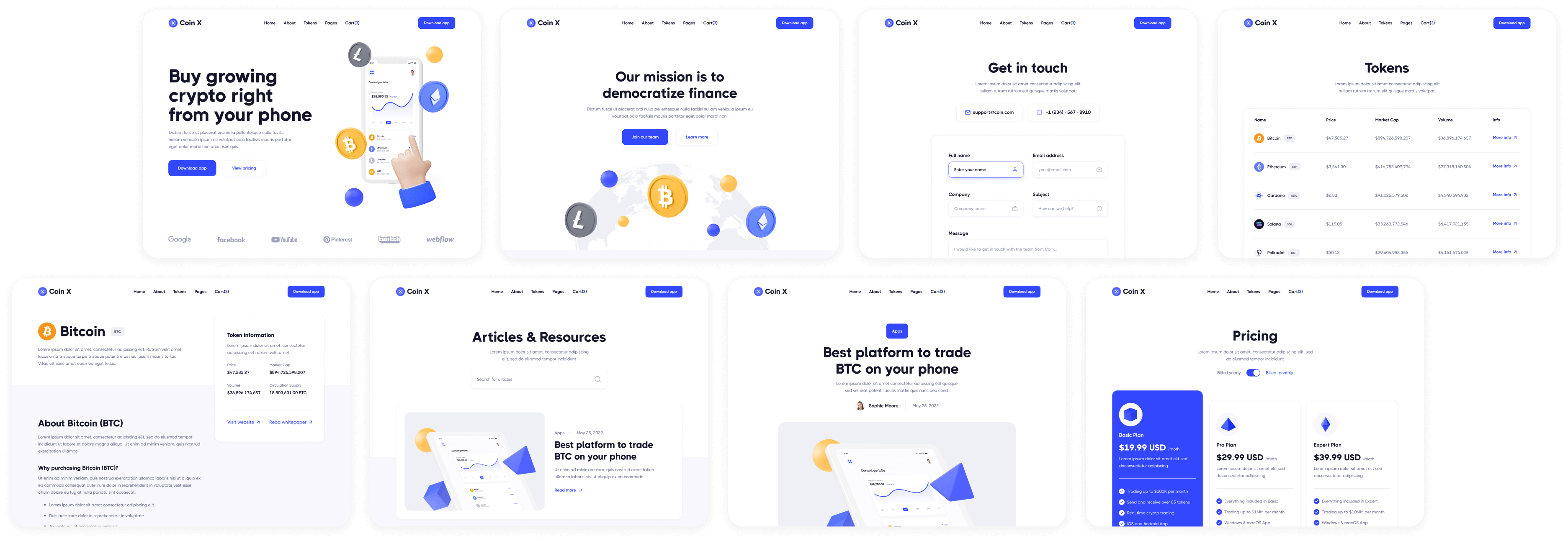 Coin X - Buy now on Webflow - Crypto Startup Webflow Template