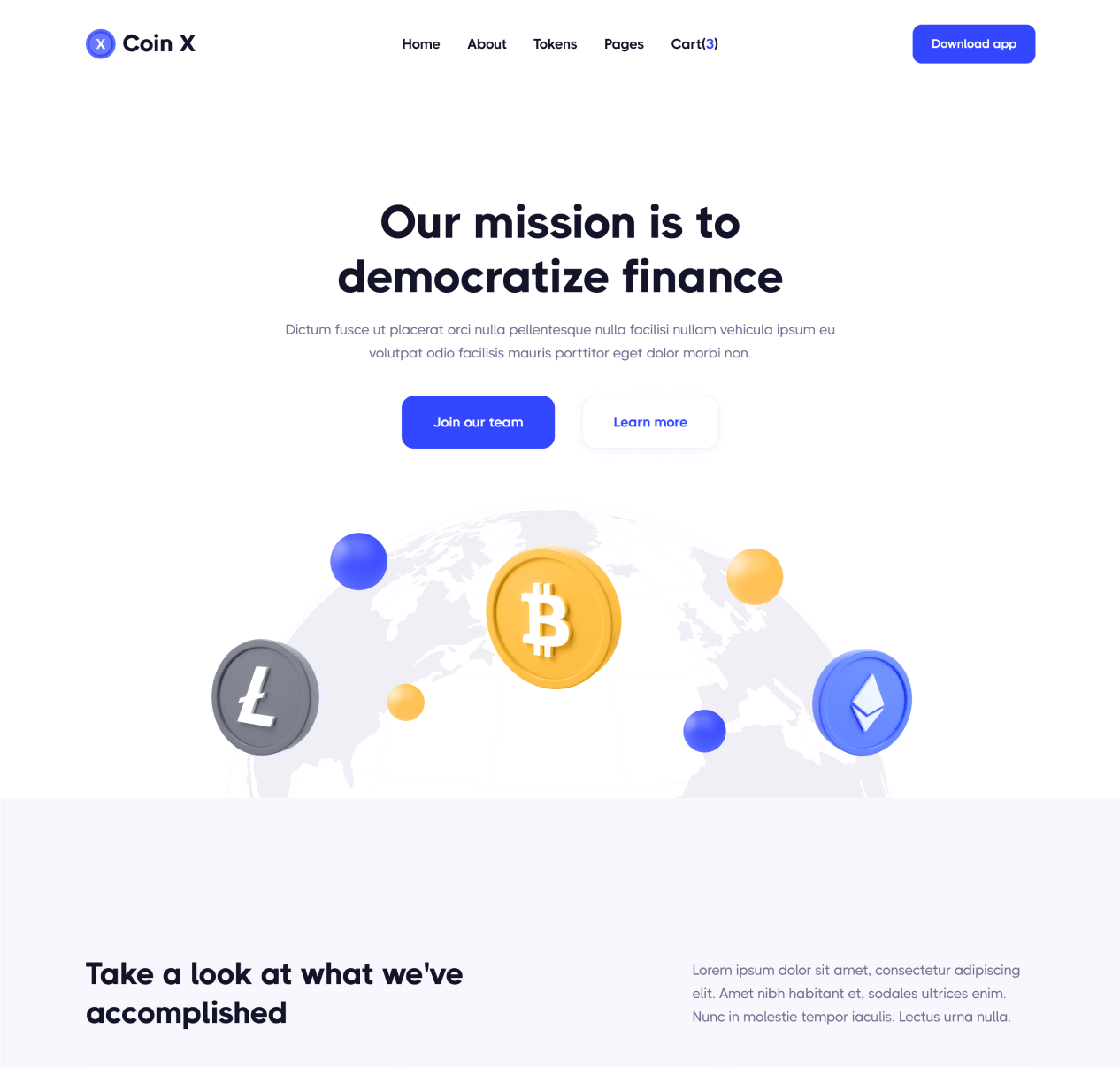 Coin X - About page - Crypto Startup Webflow Template