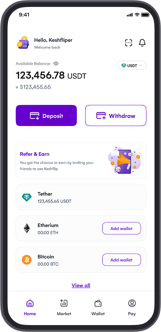 Keshflip App home page