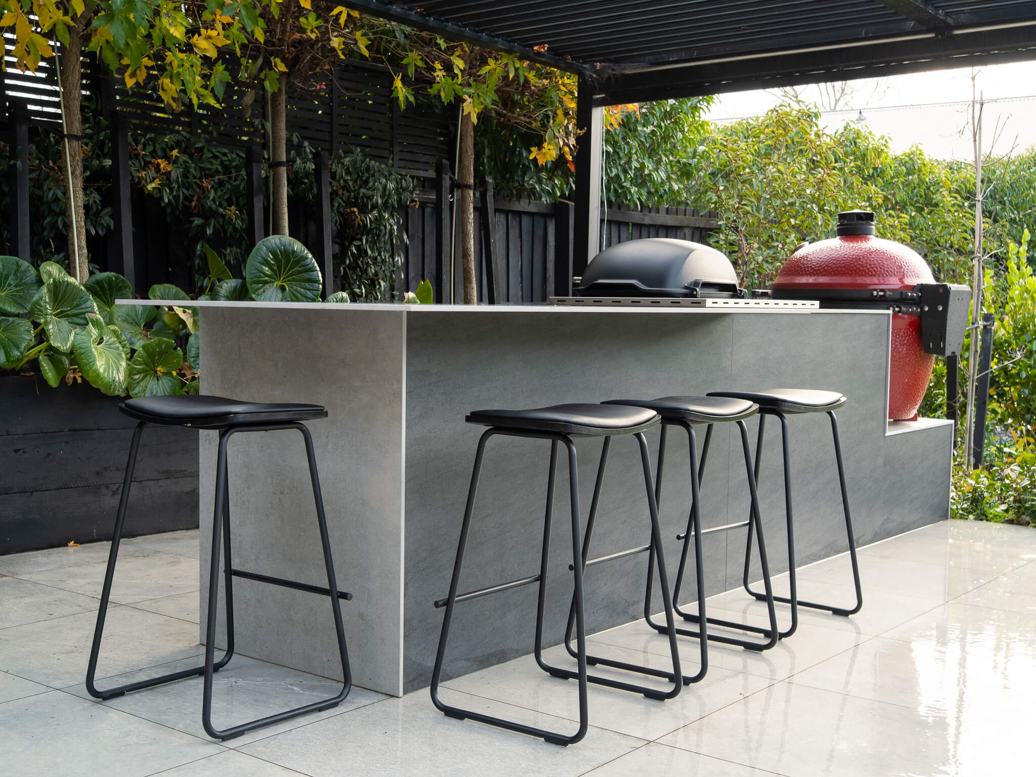 Inbuilt webber and Kamado Joe Egg - outdoor kitchen 
