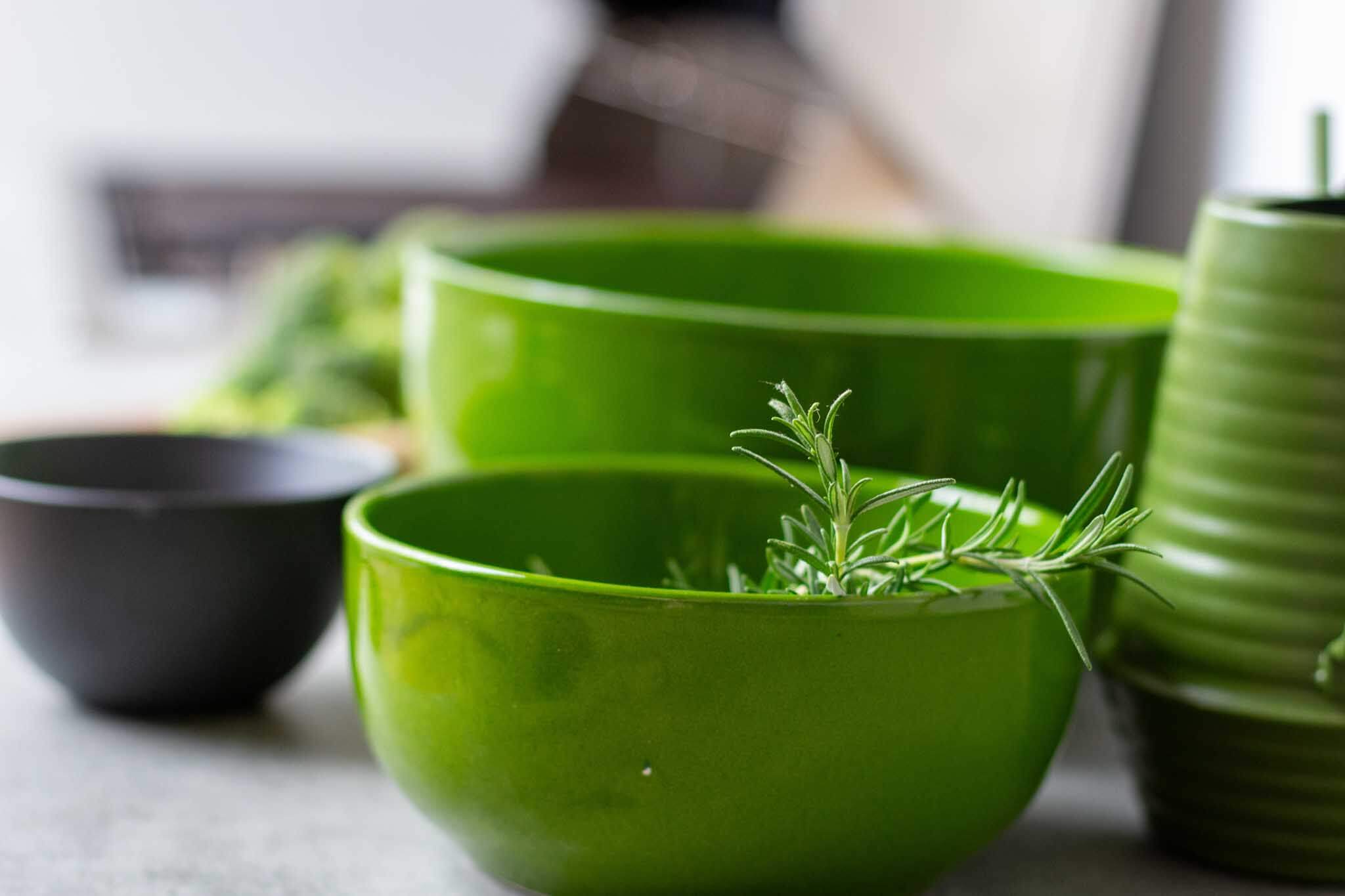 Bowl of herbs on Outdoor kitchen from Wild Kitchens
