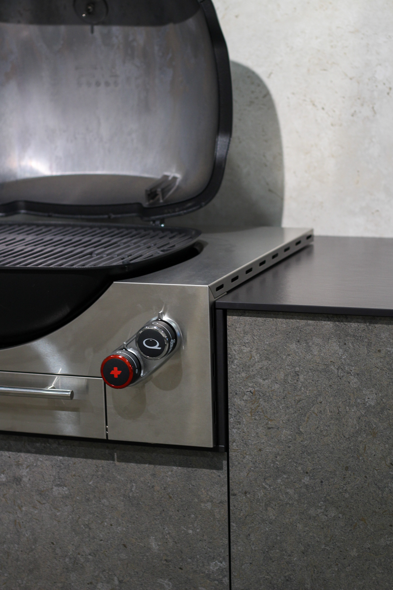 The Cubb By Wild Kitchens with a inbuilt Weber. Sirius Benchtop and Graphite Cabinet fronts