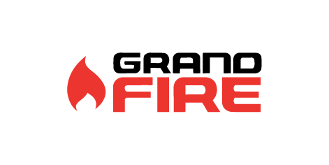 Logo with stylised letter 'G' flame design and the word Grandfire underneath.
