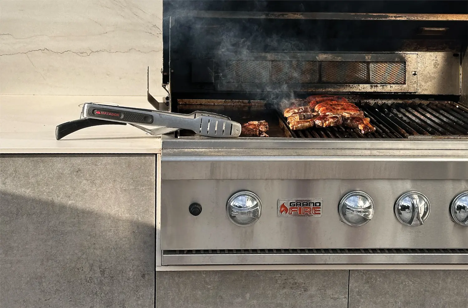 Meat on Grandfire BBQ
