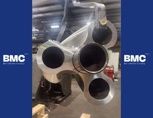Close-up of precision CNC machined Roots blower rotor by Burns Machine Company (BMC).