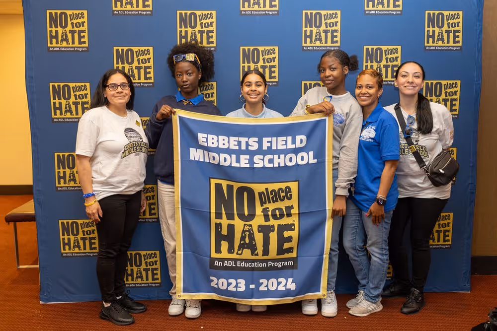 "Ebbets Field No Hate banner photo"










