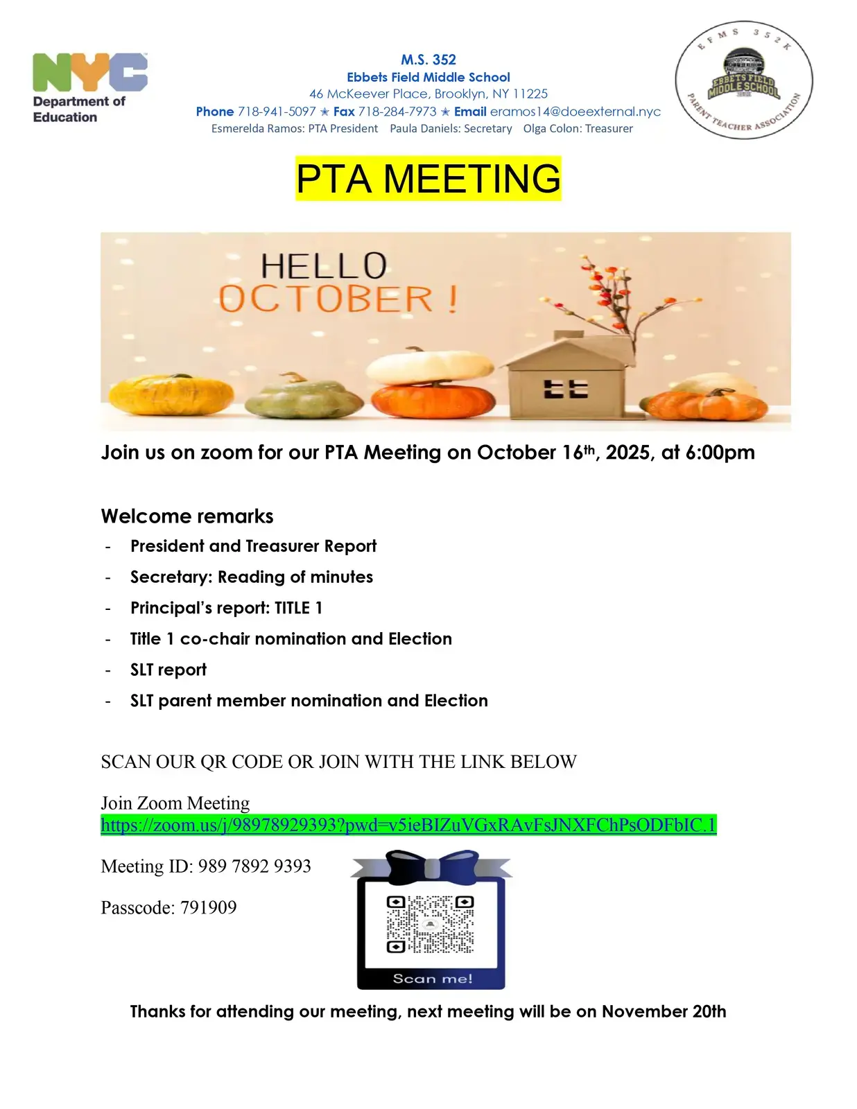 PTA meeting Flyer