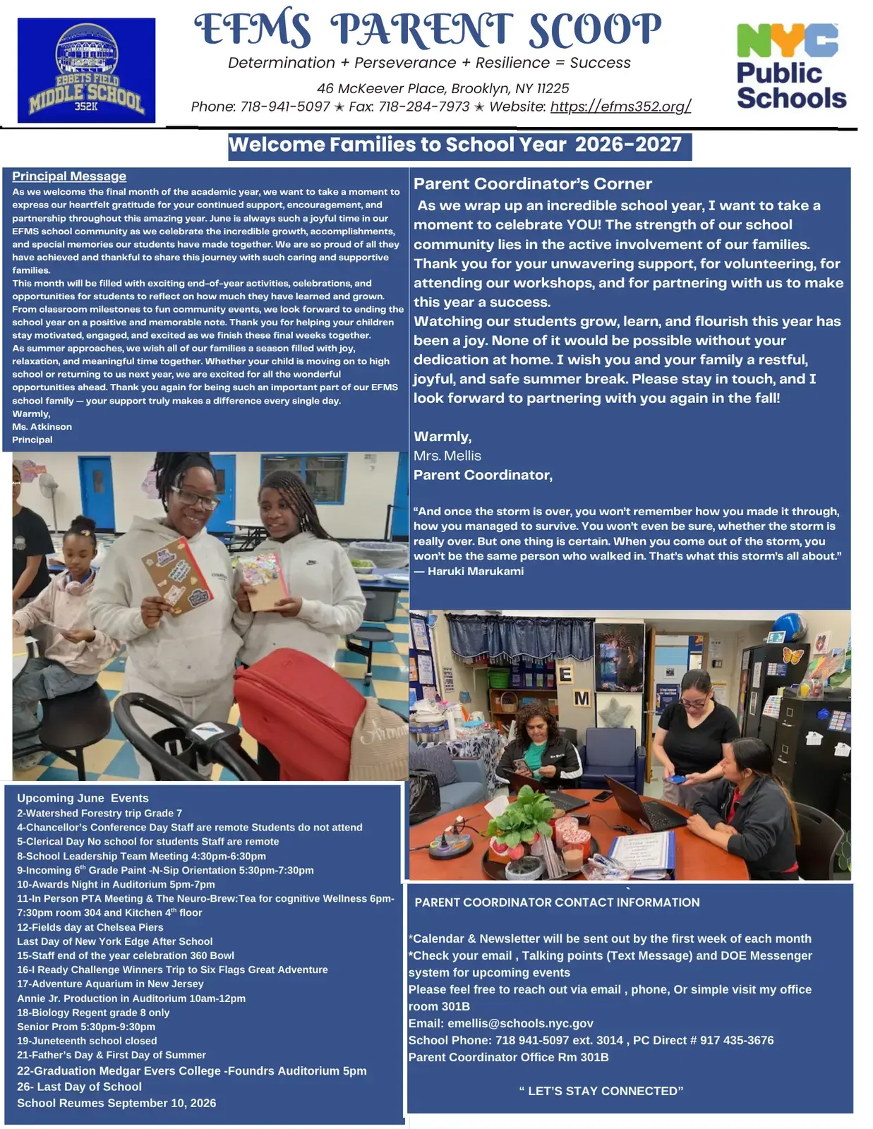 A school newsletter