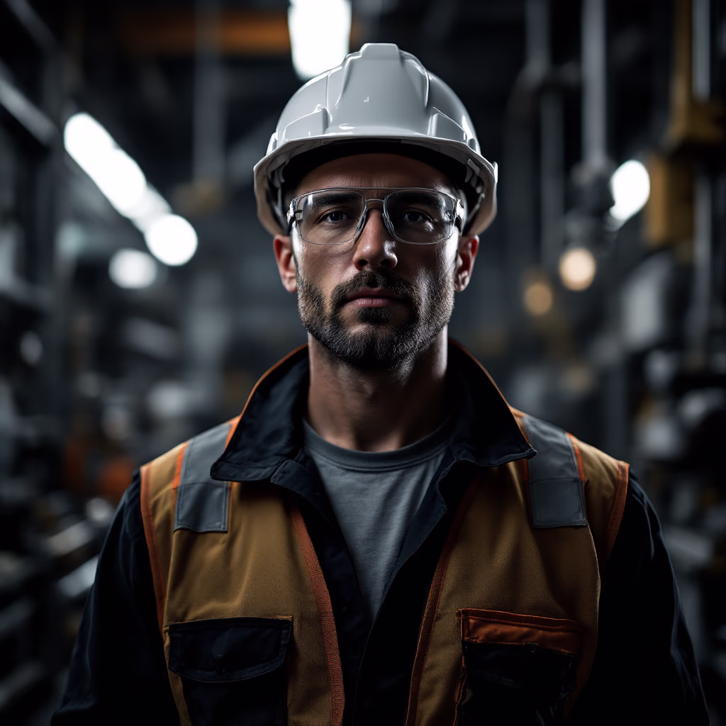 [team] image of team member (for a manufacturing plant)