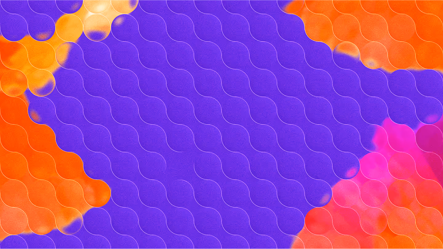 Abstract artwork with purple center, warm edges, and glass orb overlay.