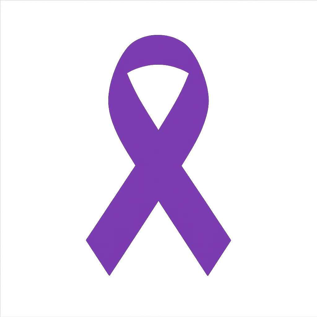 Purple awareness ribbon representing Alzheimer’s and dementia support