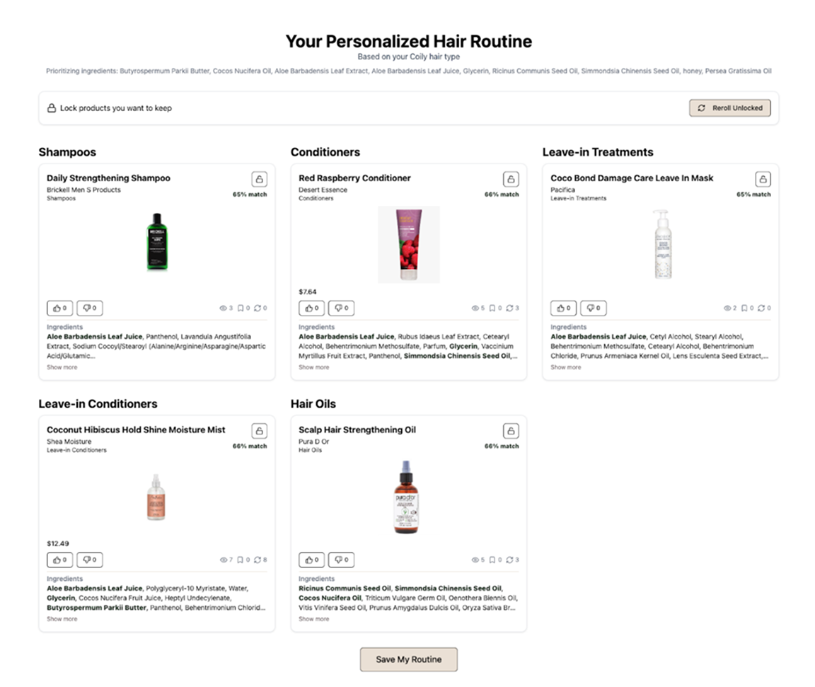 Screenshot of the demo application