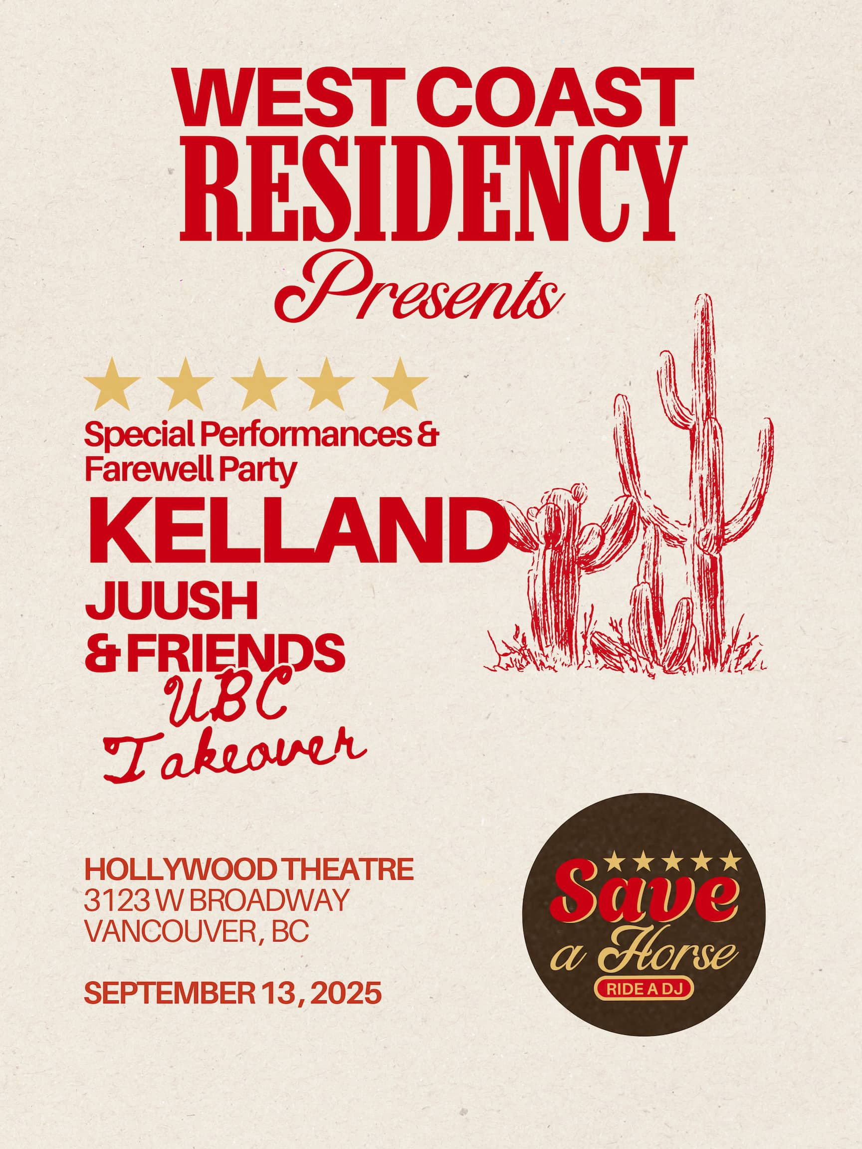 West Coast Residency Takeover: Kelland Farewell Party