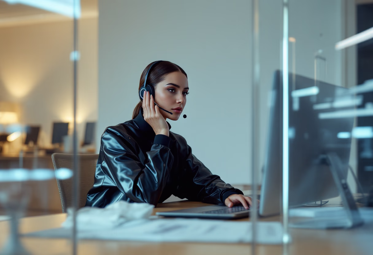 image of an individual providing support assistance (for a productivity tools business)