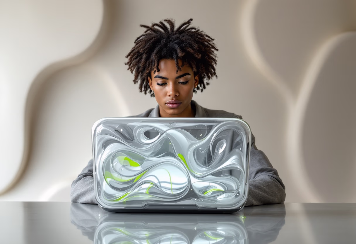 image of an individual typing on a laptop (for a productivity tools business)
