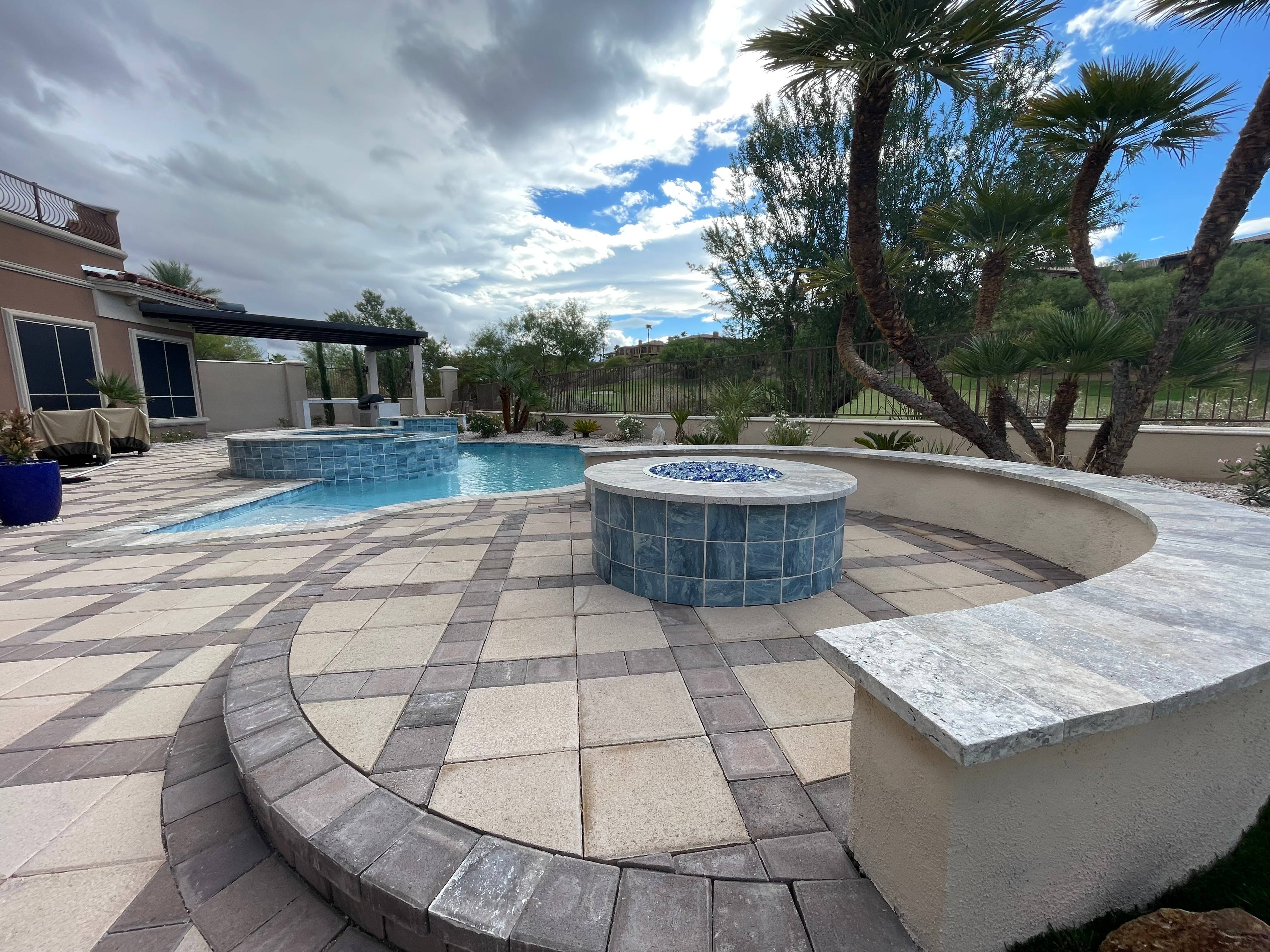 backyard firepit and seating area