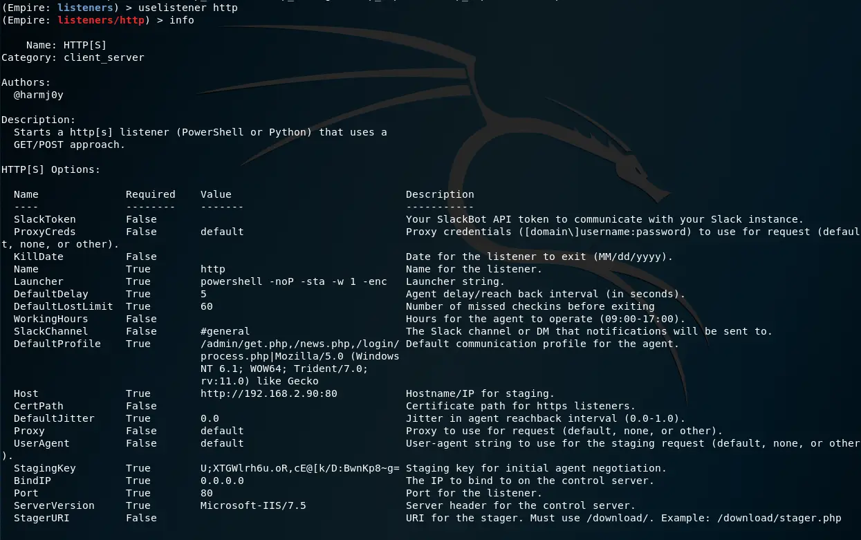 Configuring an HTTP listener in Empire