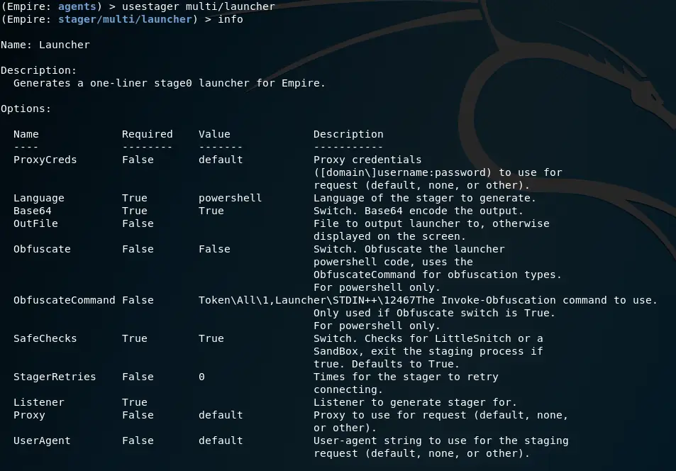 Viewing options for the multi/launcher stager