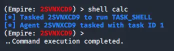 Launching calc.exe on the target via the shell command