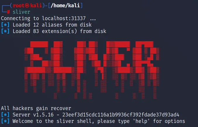Sliver post-exploitation framework banner