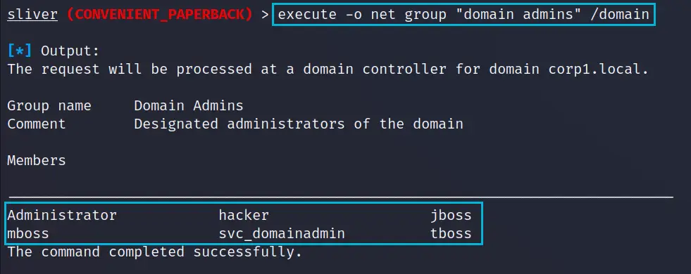 net group domain admins output