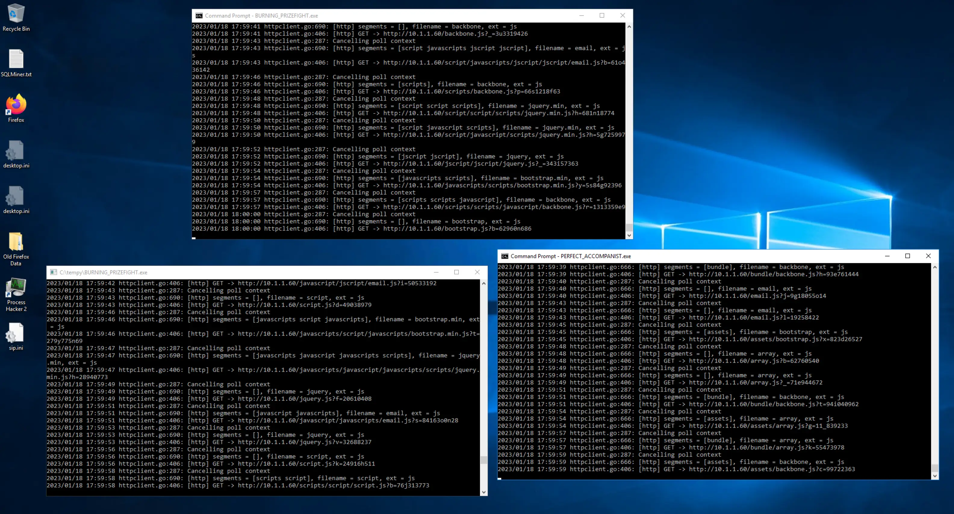 Overview of the Sliver command-and-control activity in the logs