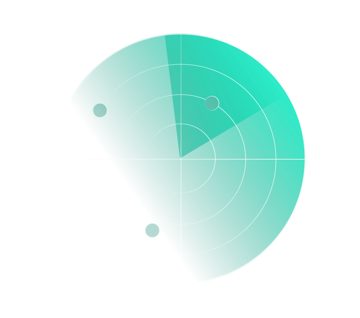 A green radar icon, with the beam revealing a piece of data. Two other data pieces are yet to become visible.