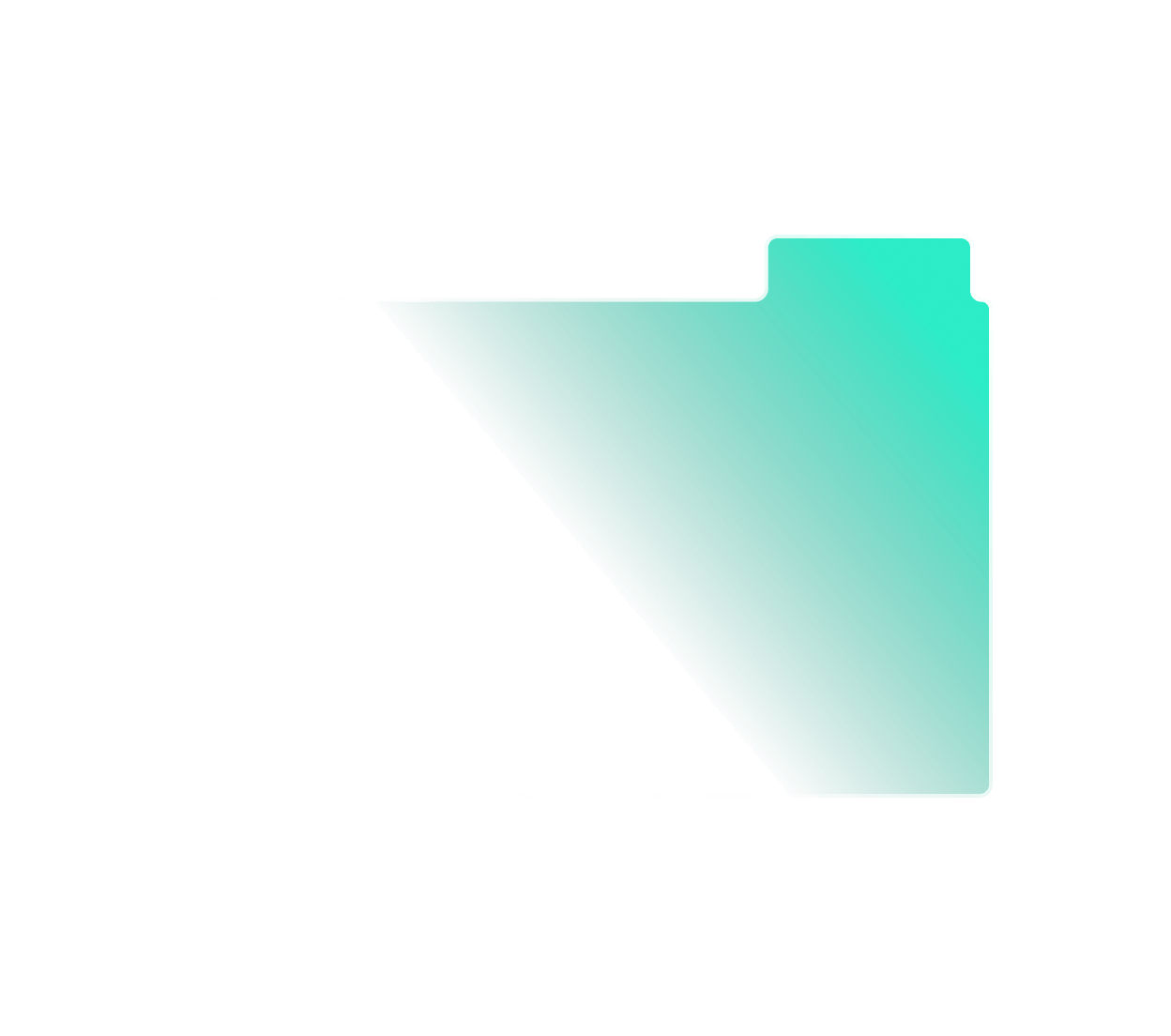 A green folder icon, with light shining on the top right corner. Part of the folder is not visible.