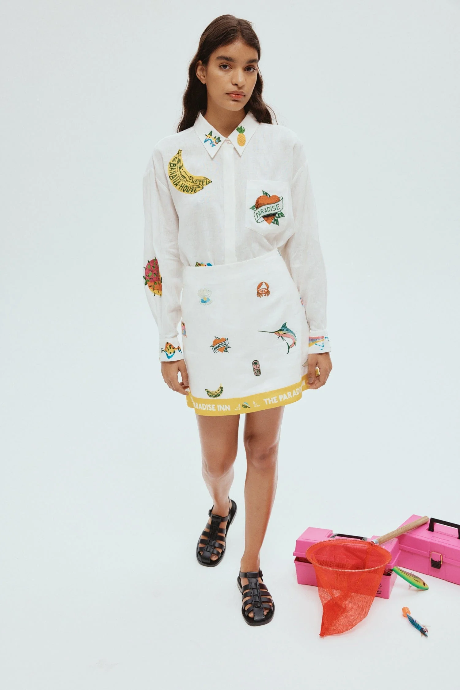 Blue Marlin Embroidered Skirt