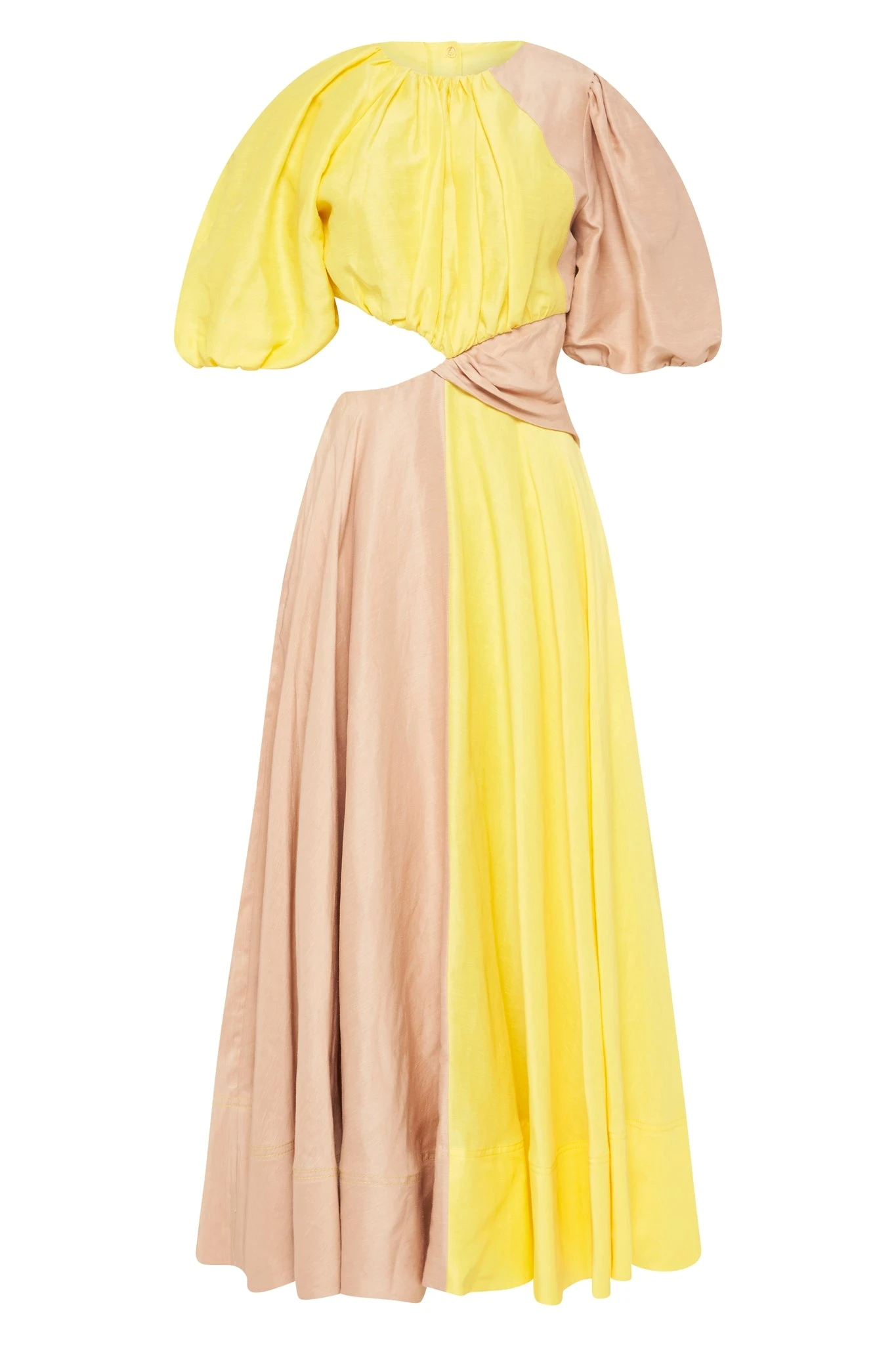Caliente Two Tone Puff Sleeve Dress