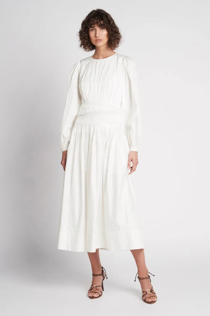 Tidal Tucked Midi Dress