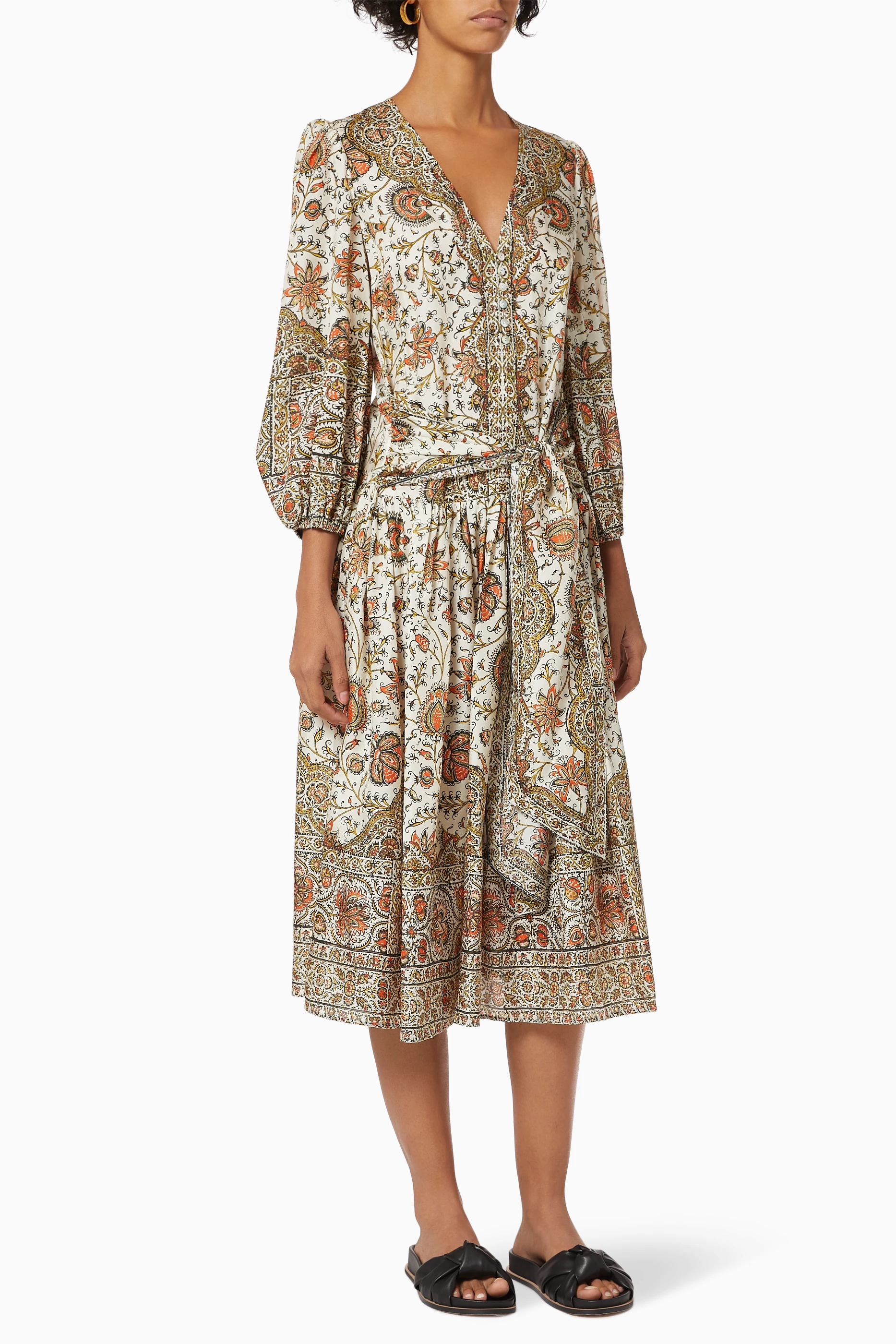 Yolanda Tie Front Midi Dress