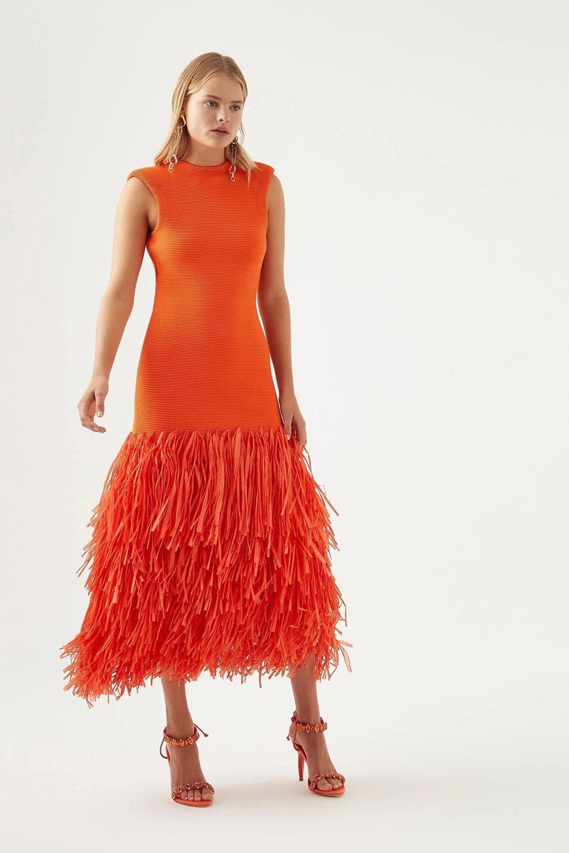 Rushes Raffia Knit Midi Dress