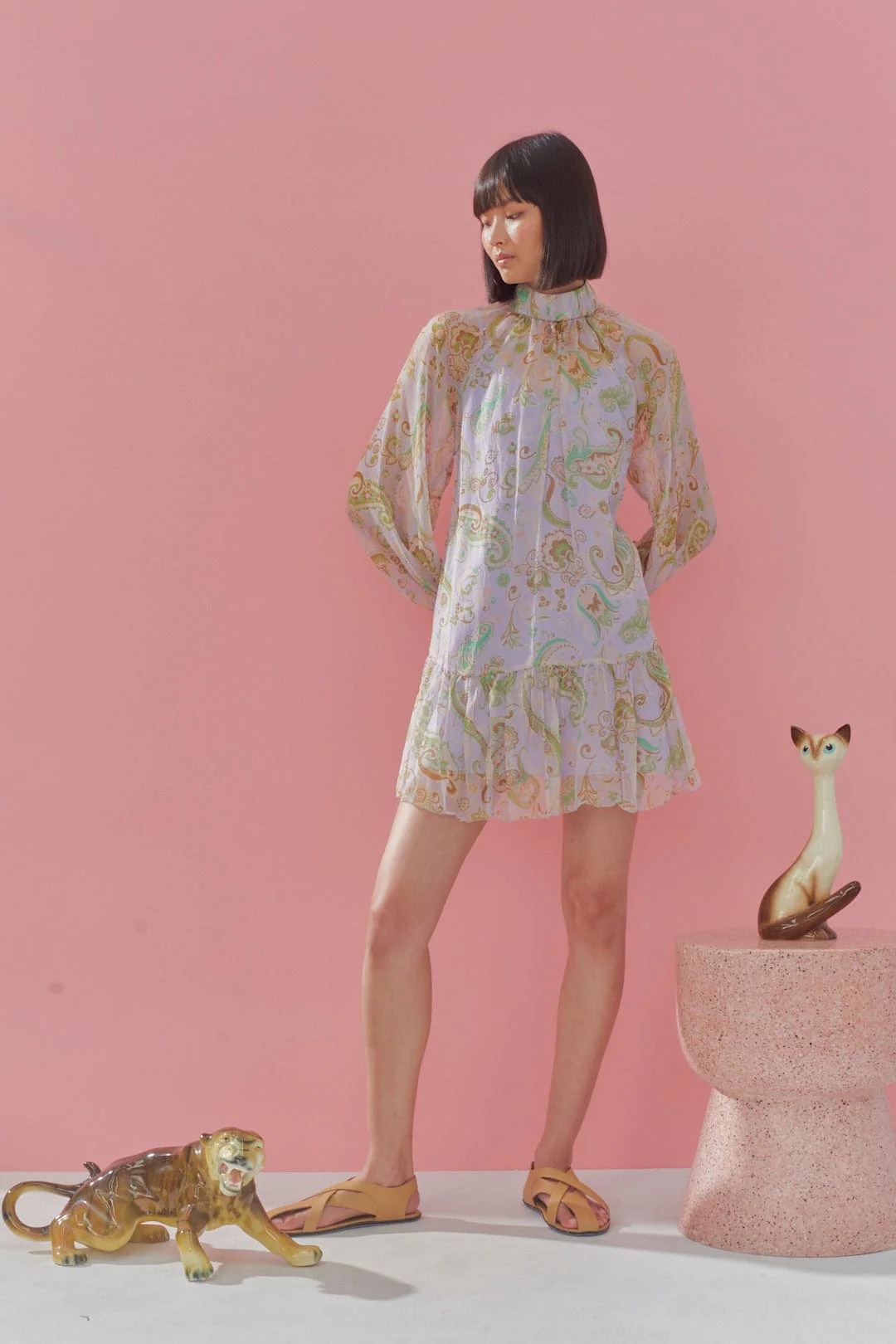 Marta Silk Crinkle Mini Dress