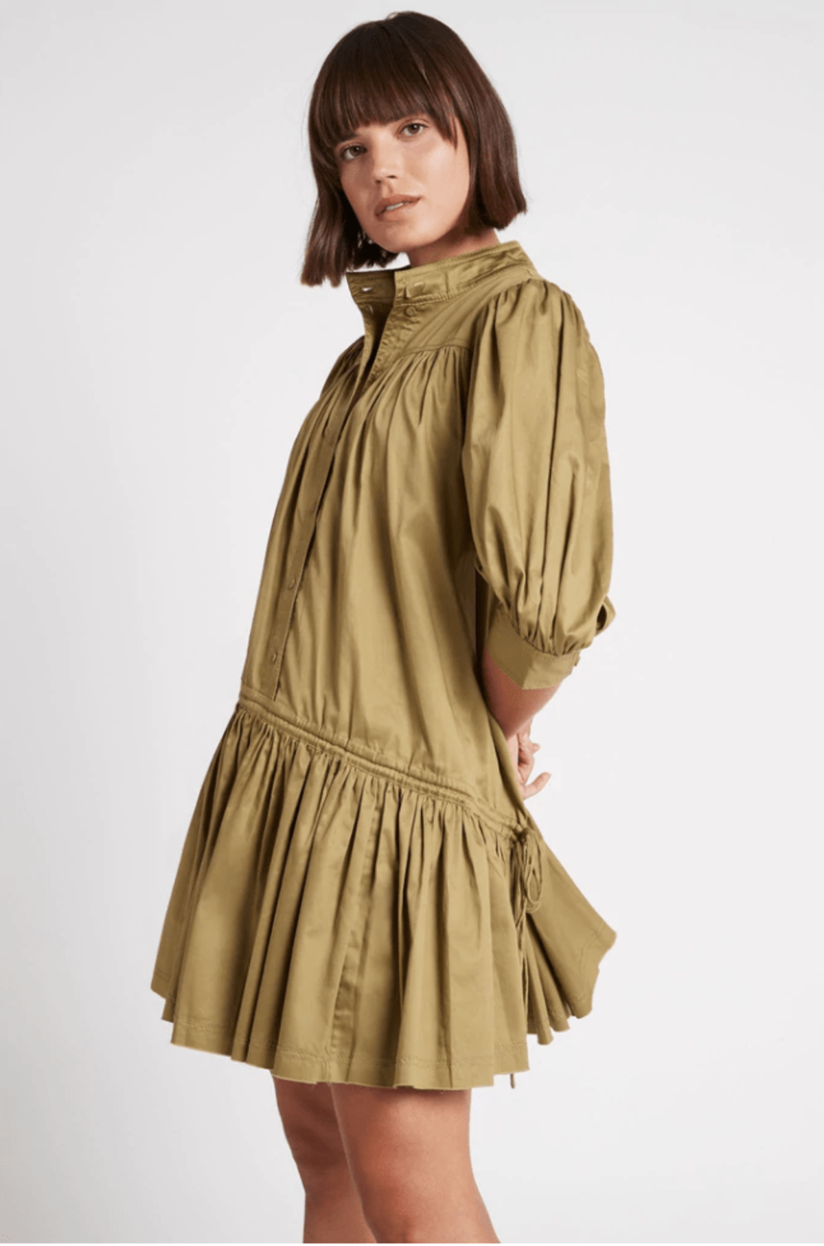 Frequency Drawstring Smock Dress