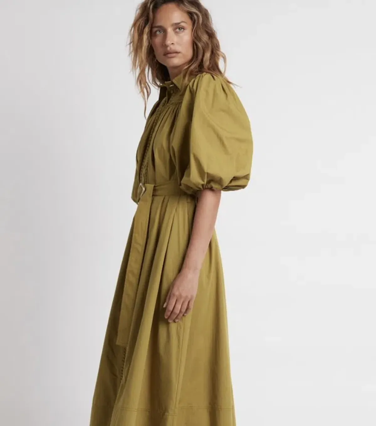 Casabianca Puff Sleeve Shirt Dress