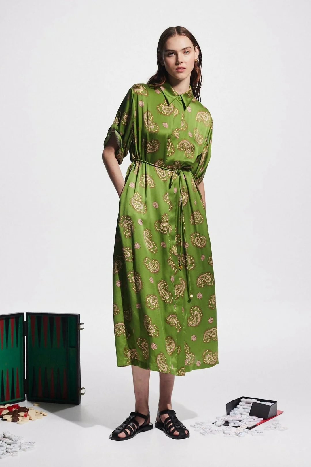 Dice Silk Shirtdress