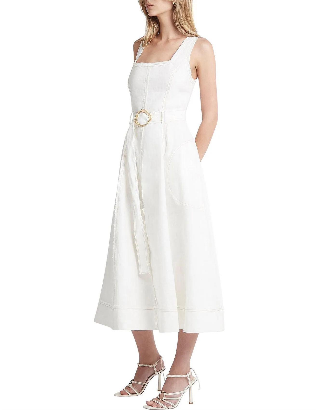 Byblos Linen Belted Midi Dress