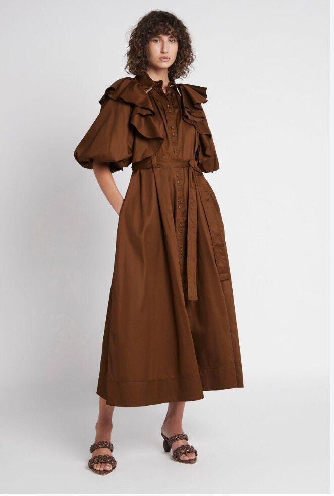 Poised Frill Sleeve Midi Dress