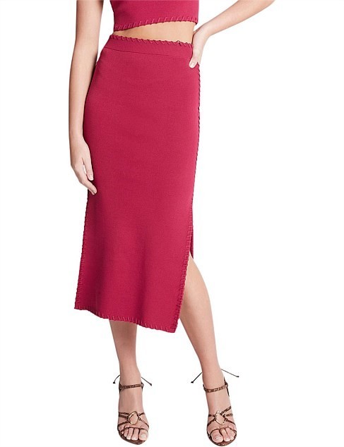 Atlas Crepe Knit Midi Skirt