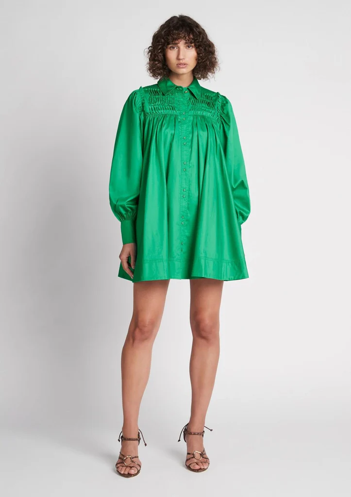 Tidal Tucked Smock Mini Dress