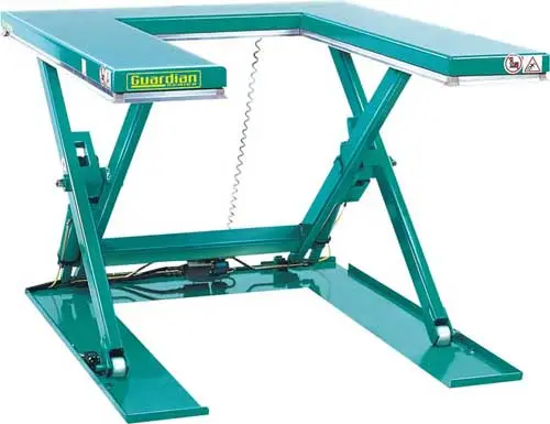 Guardian U-Lift Table with safety perimeter and ground entry loading
