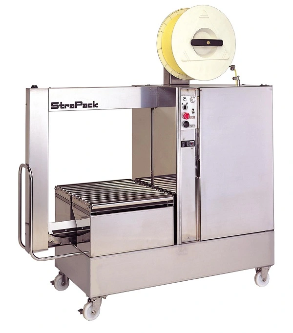 StraPack AQ-7M Stainless Steel Side Seal Strapping Machine